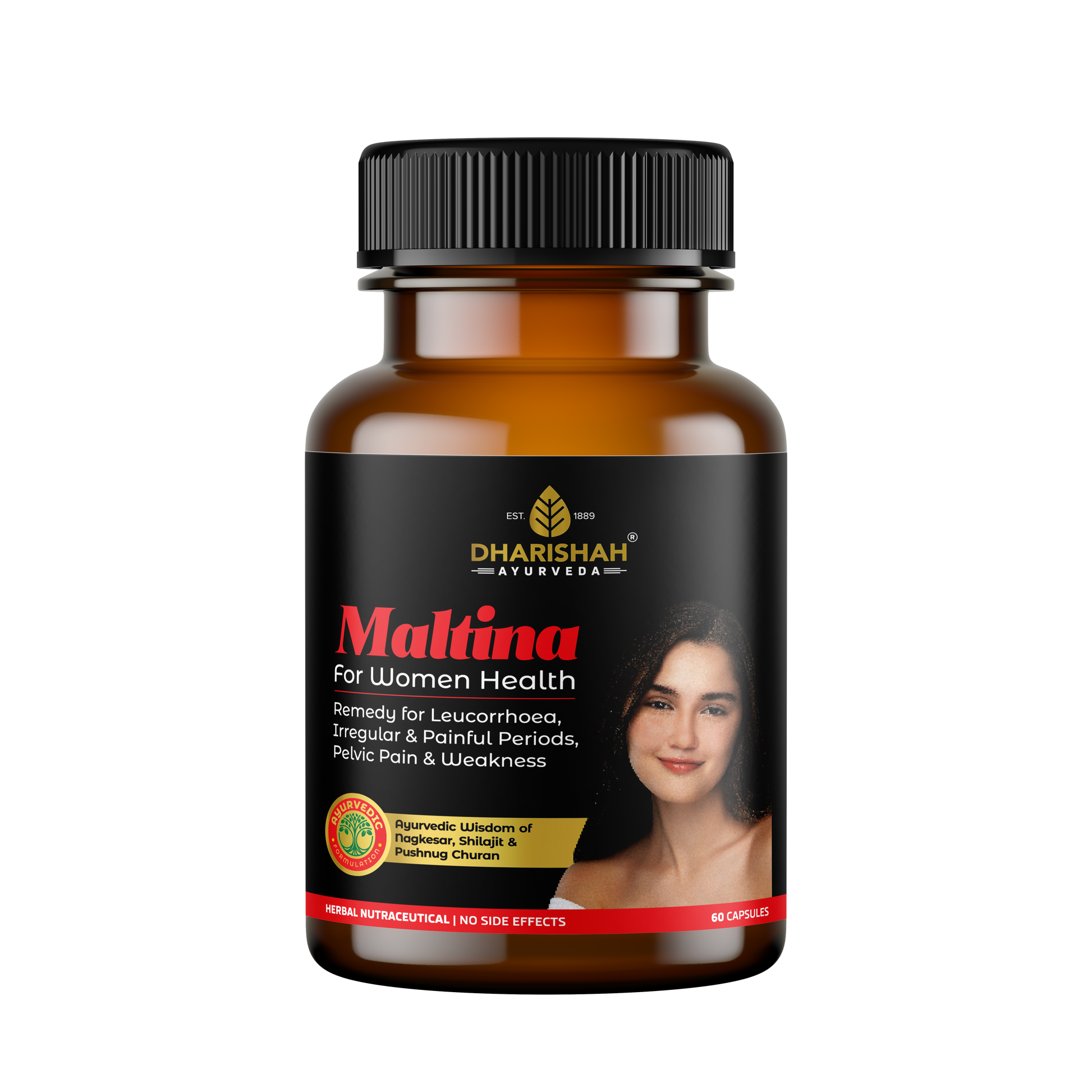 Maltina herbal capsules – natural remedy for leucorrhoea, irregular periods, pelvic pain, and weakness