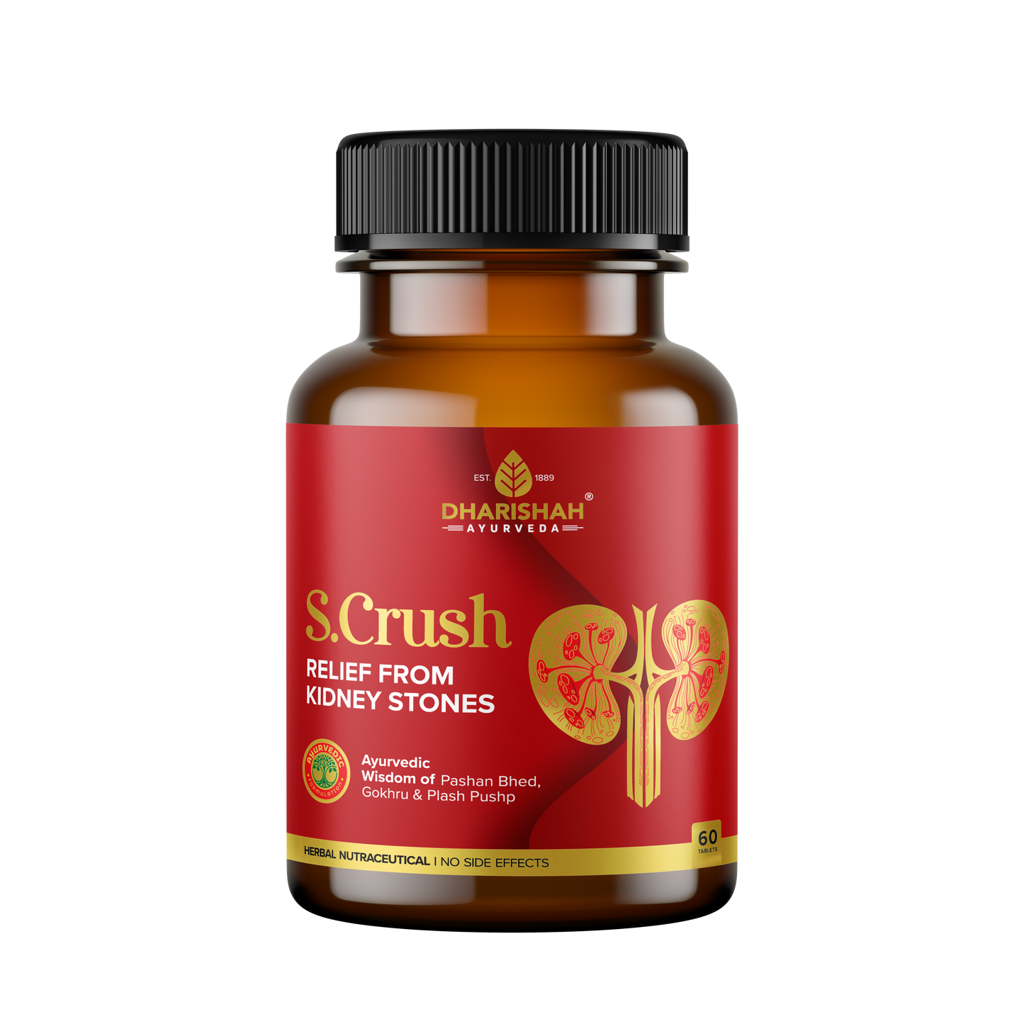 S.Crush herbal capsules – natural Ayurvedic remedy for dissolving kidney stones and easing pain